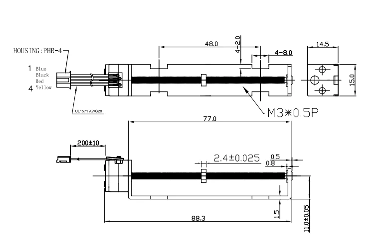 9V Rated Voltage Linear Stepper Motor with M3P0.5 Screw and Customizable Nuts for Precision Control