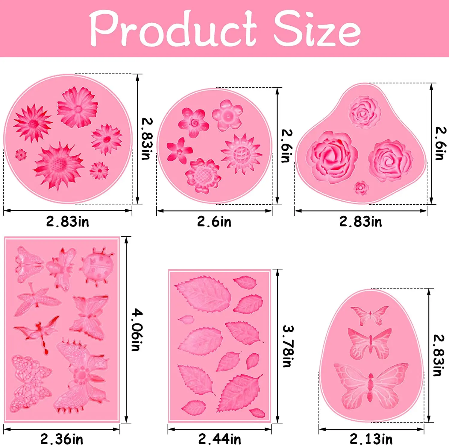 New Product,5 Pieces Butterfly Silicone Molds Mini Butterfly Fondant Molds  Butterfly Polymer Clay Molds