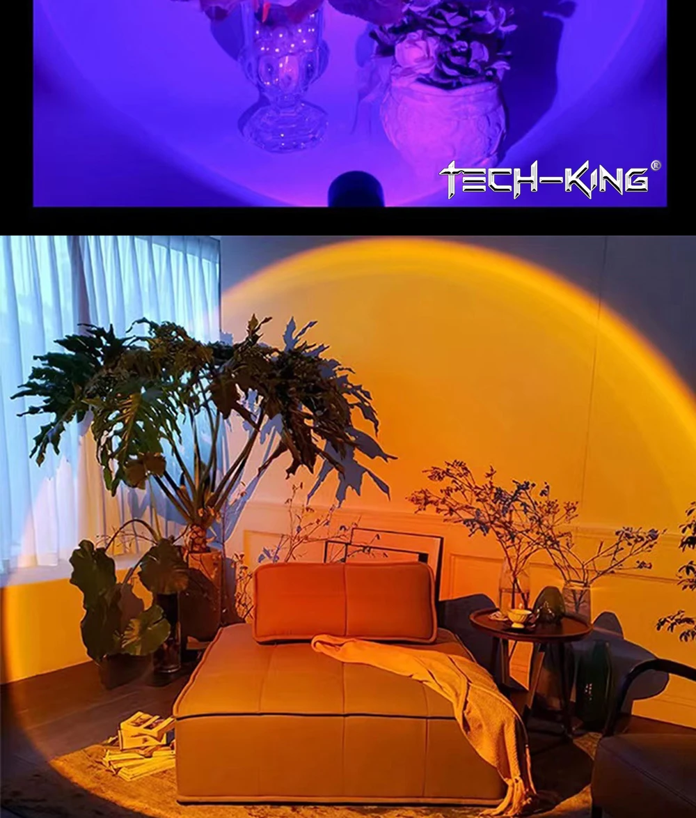 TECH-KING RGB Mini Portable Table Rainbow USB Led Light Projector Sunset Red Light Sunset Yellow atmosphere light