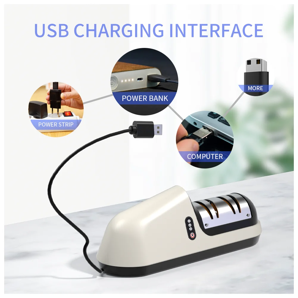 Kitchen Accessories USB Rechargeable Sharpener Tool Household Small Electric Knife Sharpener
