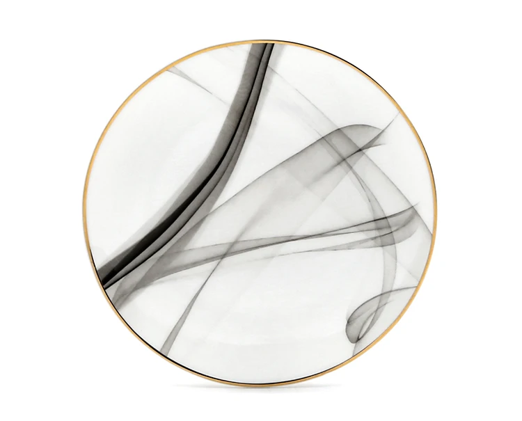 High Quality Luxury Modern Gold Rim Bone China Restaurant Charger Porcelain White Dinner Ceramic Dishes Set Plate for Wedding
