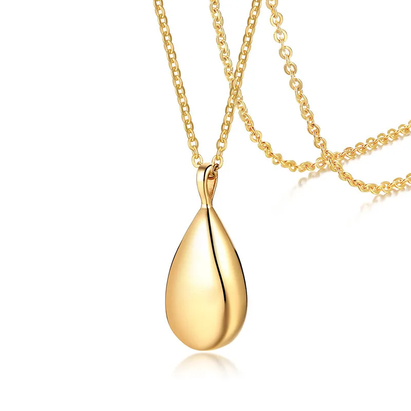 Stainless Steel Water Drop Tear Shaped Memorial Keepsake Locket Gift Cremation Ash Urn Pendant Necklace Jewelry for Women
