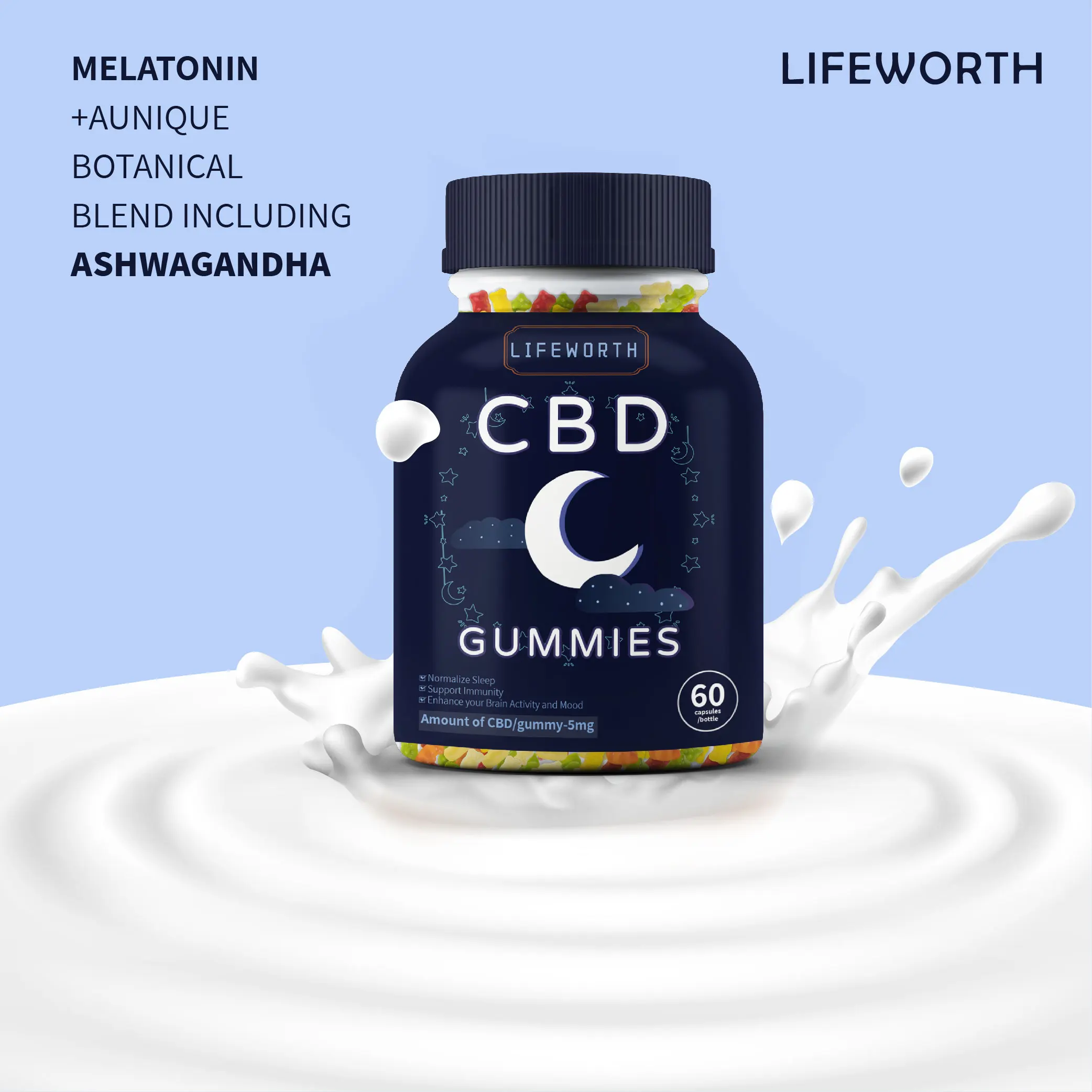Lifeworth средство для ухода за здоровьем широкого спектра, мелатонин, пеньковые жевательные игрушки