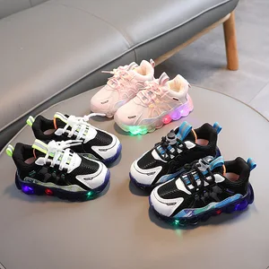 Fashion High Quality Mesh Bright LED Light Trendy Boys Girls Shoes Sneaker Running Shoes