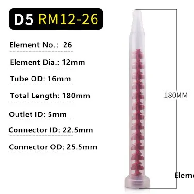 RM12-26 Plastic Dynamic Mixer Nozzle AB epoxy, adhesive,glue dynamic dispensing mixer for meter mix dispense application