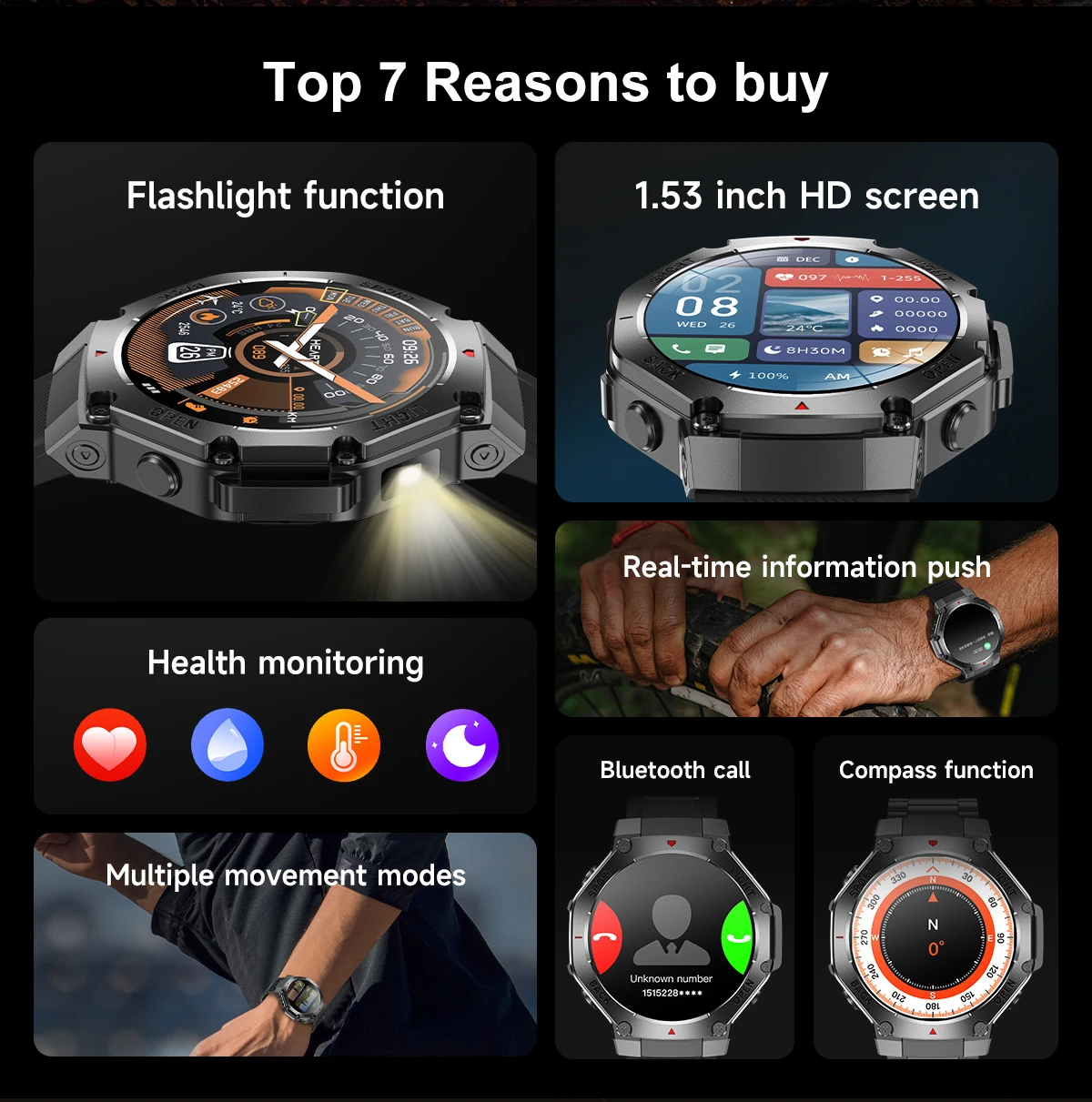 Welcome OEM Order, Factory Whole Selling Tr3 Max Flashlight Smart Watch 2025 Bt Call 410mah Heart Rate Blood Oxygen Ip67 Waterproof Outdoor Sports Smart Watch For Men - Buy Flashlight Smart Watch Smart Watch 2025 outdoor Sports Smart Watch smart Watch For Men