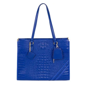 Custom Croc Embossed Leather Royal Blue Ladies Tote Bag Women Shoulder Shopper Handbag Purse