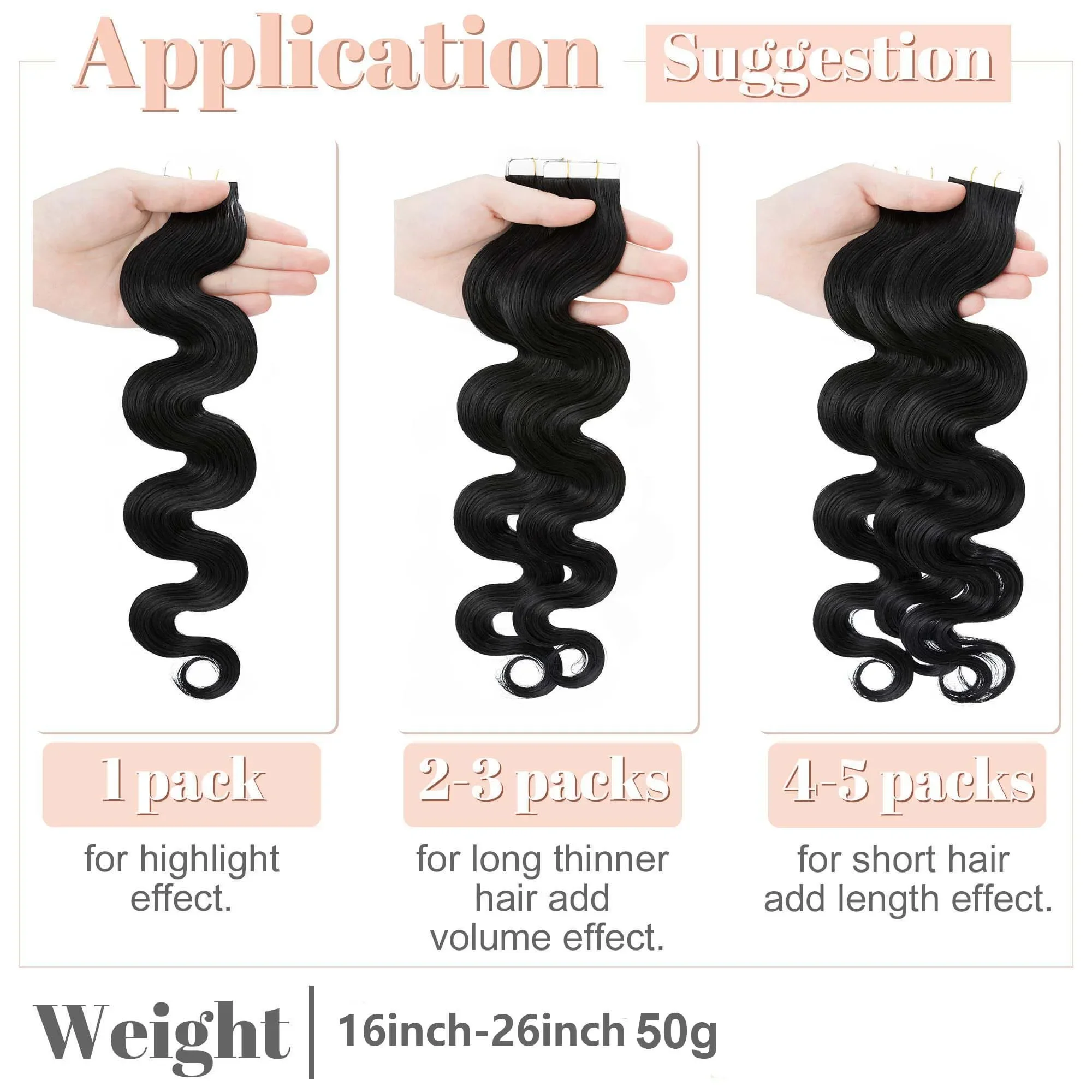 Ταινία Body Wave σε Extensions μαλλιών 100% κόλλα ανθρώπινης τρίχας, χωρίς ραφές, αόρατη ταινία σε Extensions ανθρώπινης τρίχας 20 τεμάχια/συσκευασία Remy Hair_voghion.com