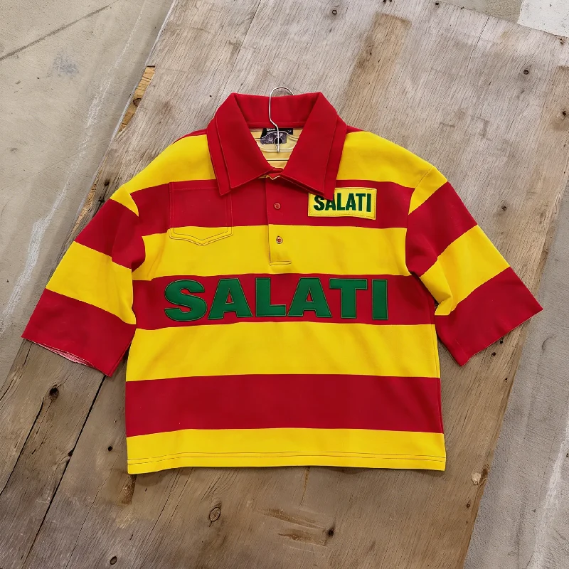 Streetwear Custom Printed High Quality Embroidery Patch Short Sleeve Button up Cropped Cotton Polo Tshirts for Men