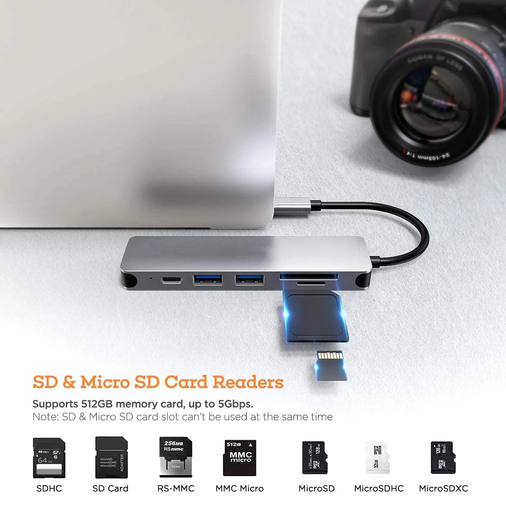 Usb c  Hub 3.0  6 in 1  Type c Hub Micro ipad   Power Hub Car  Laptop Stand with USB  PD SD Reader All in One for PC Computer a