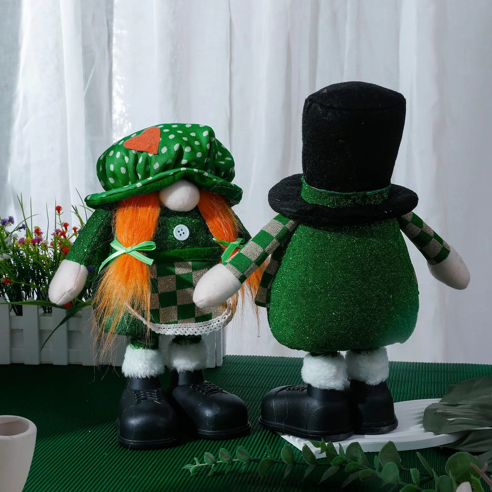 CustomPlushMaker: St. Patrick's Day Cotton Props - No Face Shamrock Knit Hat Couple Plush Toy Wholesale:sample