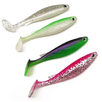 Cheery 6-12cm Double Color Soft Plastic Rubber T-tail Swim Bait PVC Pesca Fishing Lures OEM Fishing Tackle Wholesales – Soft Lure – view 5