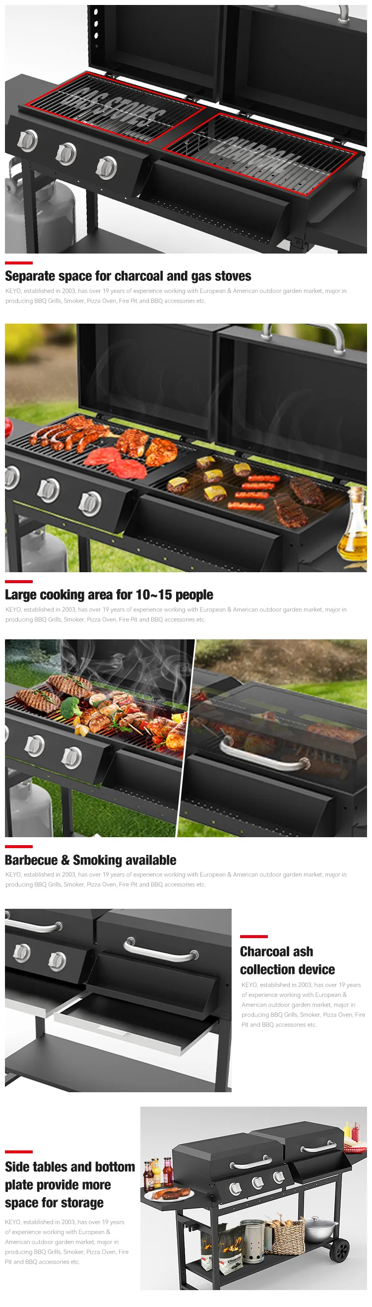 Wholesale Custom Trolley Movable Commricial Charcoal And Gas Bbq