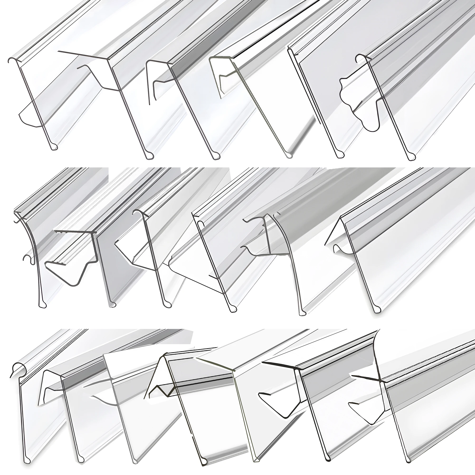 Plastic Label Holders for Metal Racks and Shelves With Protective Films Data Strip Price Holder for Shelves