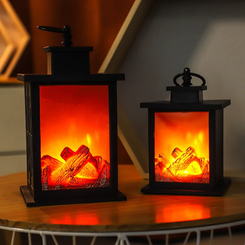 Open haard lantaarns - draagbare led-brandlamp, vlamloze