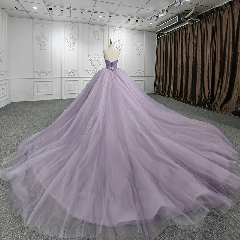 VeraQueen Girls One Shoulder Beaded Organza Pageant Dress - Purple Long Ball Gown For Wedding, Communion & Special Occasions - View #3