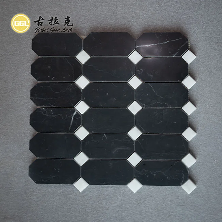 Classic Design Black Mix White Marble Mosaic Wall Floor Tiles