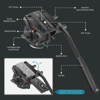 Neewer 2-in-1 Aluminum Alloy Camera Tripod Monopod 70.8 Inches/180cm with 1/4 and 3/8 Inch Screws Fluid Drag Pan Head product image