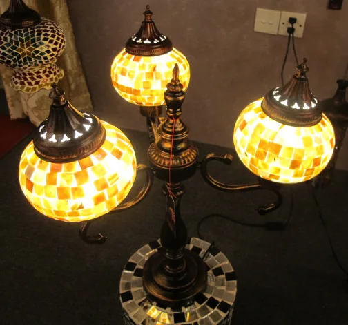 Lustre Mosaïque Turc Enva – 5 Grands Globes – Lampe Suspendue Tiffany