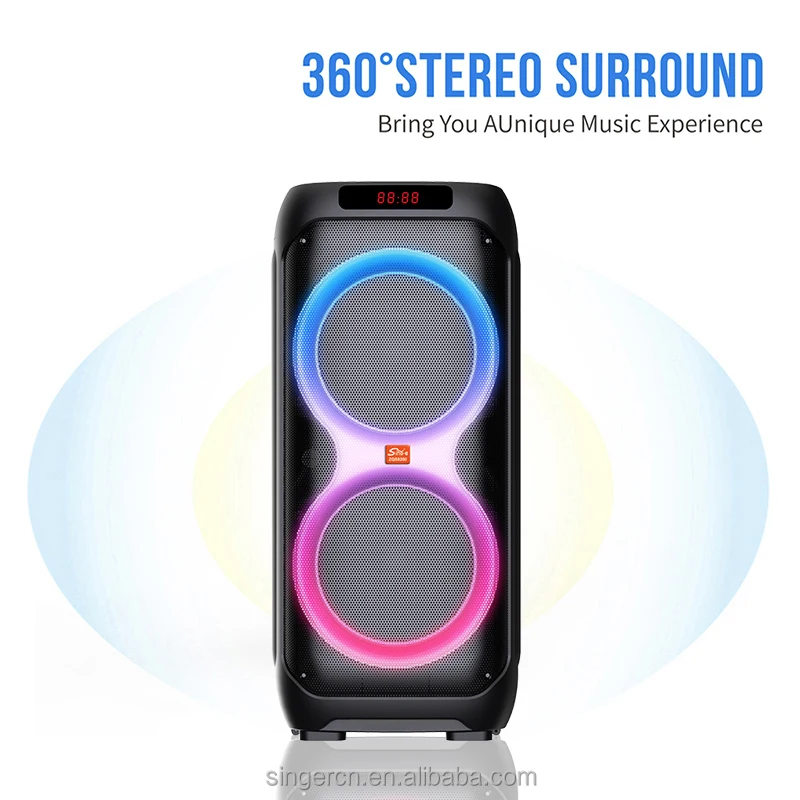 Outdoor Portable Wireless RGB Light Sound Bass DJ Partybox