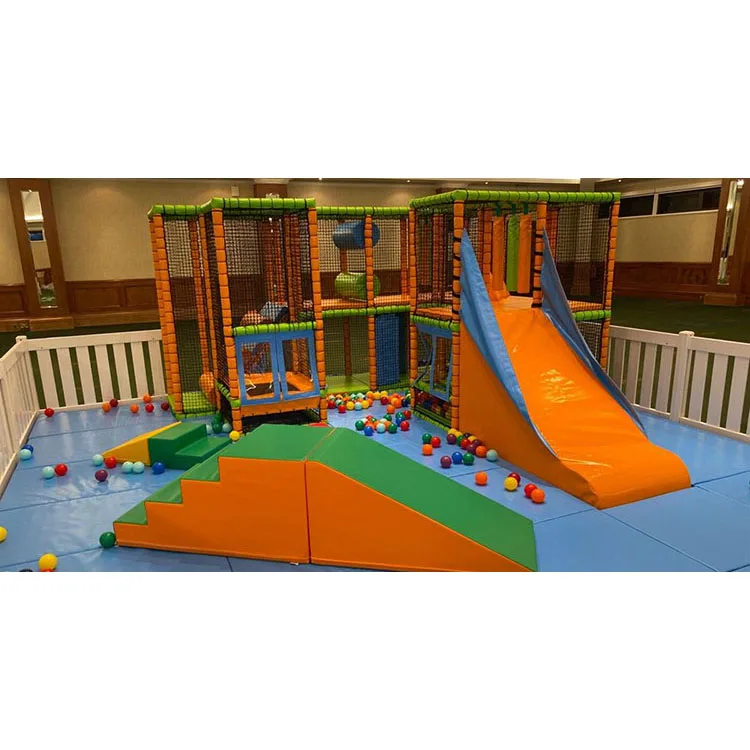 Portable Soft Play Frame with Trampoline for Kids Small Indoor Playground for School & Shopping Mall Made of PE Material