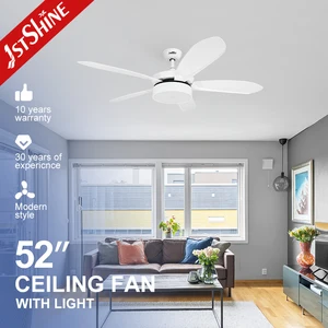 1stshine Ceiling Fan Energy Saving DC Motor White ABS 5 Blades Smart Ceiling Fan with Light and Remote
