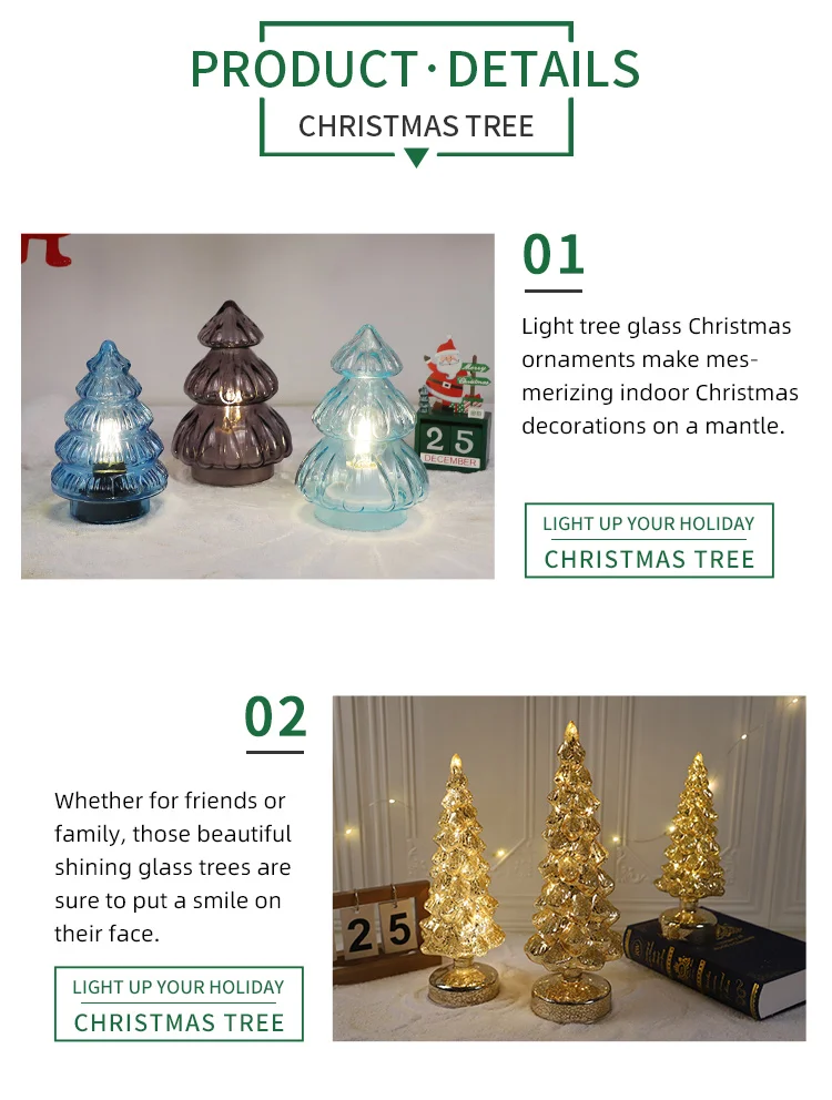 prelit cone blown glass christmas tree lights mini tabletop decorative christmas tree factory