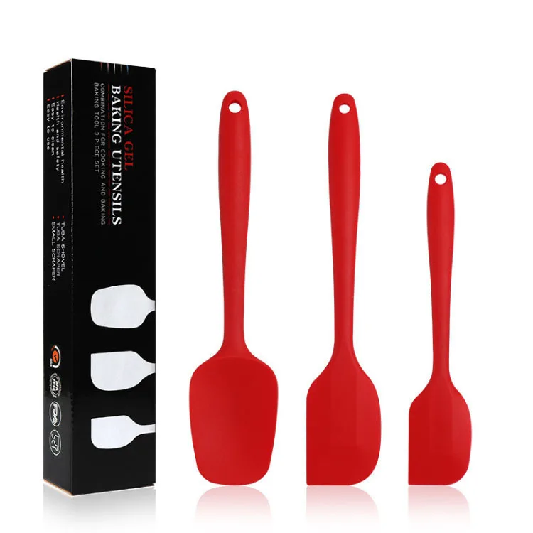 3 Pcs Silicone Spatula Black High Temperature Resistant -Free Rubber Spatula Cooking and Baking Kitchen Spatula