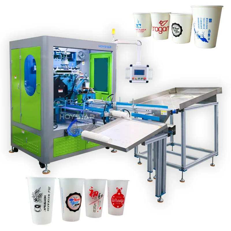 Multicolor automatic screen printing machine for paper cups plastic milk tea cup paper printer