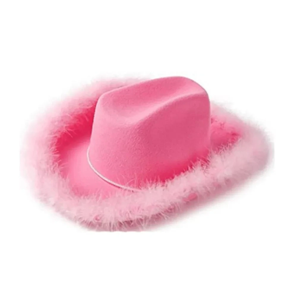 Chapeau Cowboy Western Unisexe à Bord Plumé - Idéal Déguisement Fête Costumée Soirée