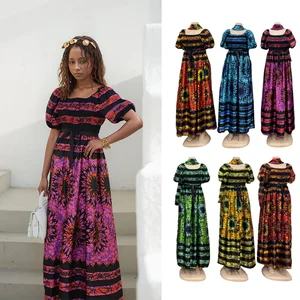 Wholesale New Fashion Loose Dyeing Summer Large Size Women's Printed Casual Loose Dress