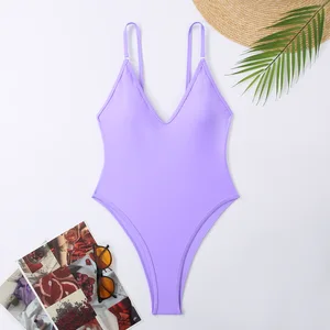 Women's Sexy One-Piece Swimsuit with High Cut and Open Back Design Adjustable Straps Push-up Bra Printed Monokini