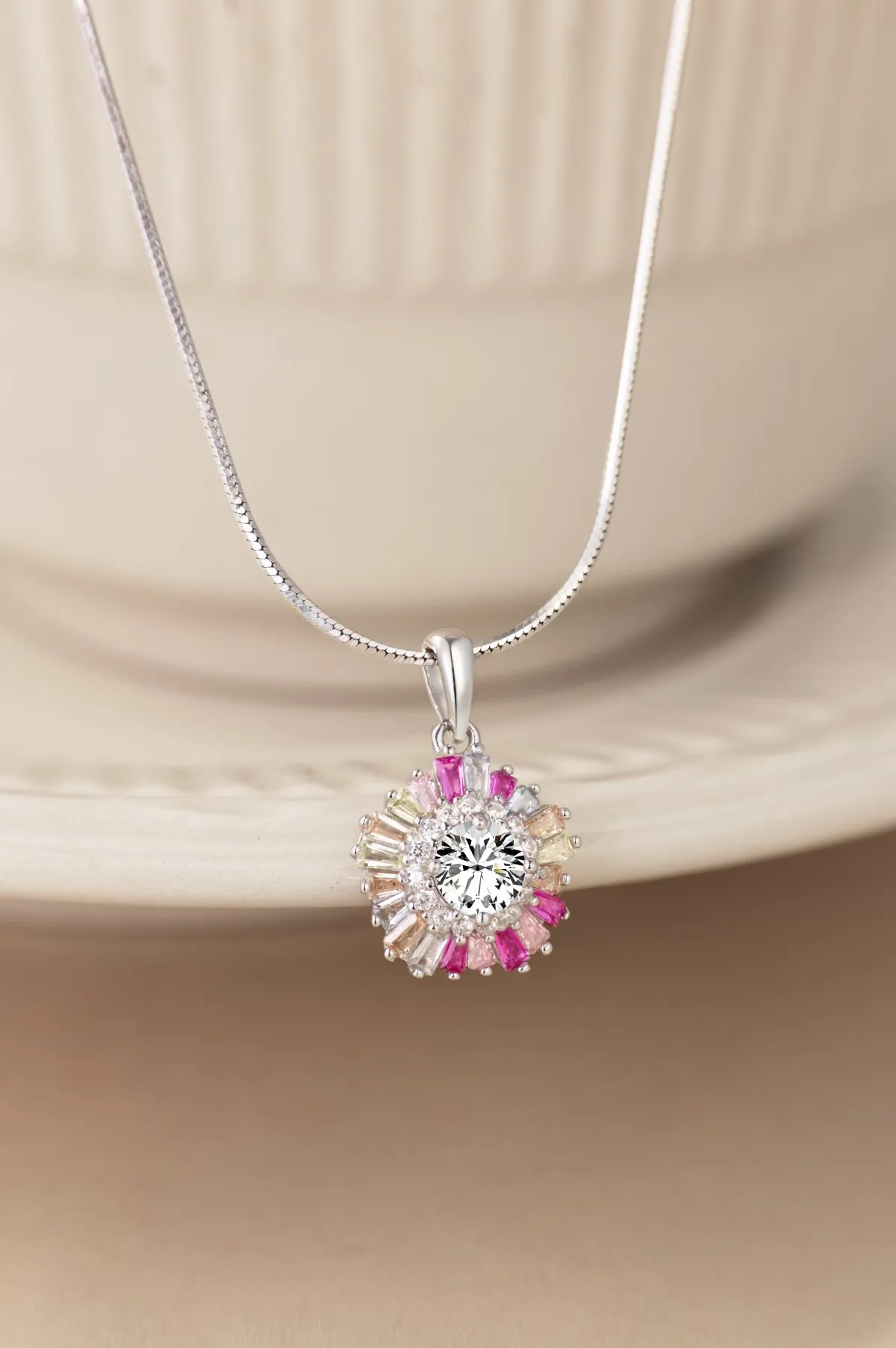 KAKODIY Classic Design 925 Sterling Silver Women's Pendant Necklace Colorful Zirconia Design Chain Boutique Jewelry detail 2