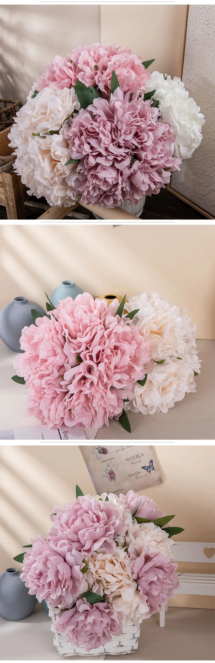 Mw11221 5 Heads Peony Bouquet Available In Multiple Colors Artificial