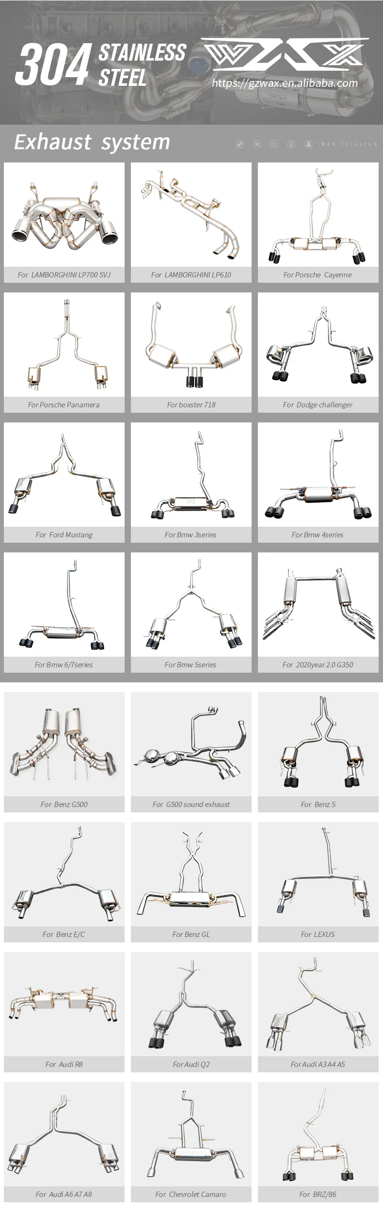 Titanium alloy Exhaust Pipes Catback Exhaust System For FORD MUSTANG 2015-2022 Muffler exhaust Cat-back