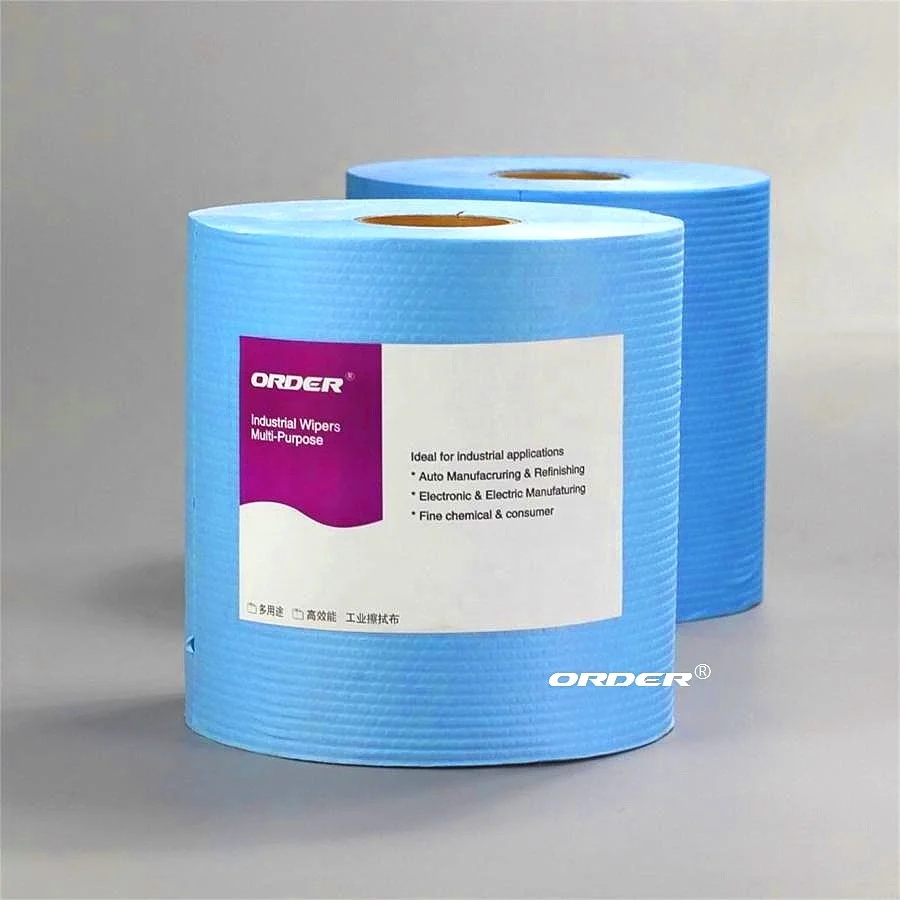 Low cost for daily use Creped cellulose pet laminated spunlace nonwoven material jumbo roll cleaning wipes
