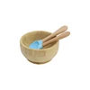 Bol en bambou avec cuillère et fourchette 89#(Bleu poussiéreux)