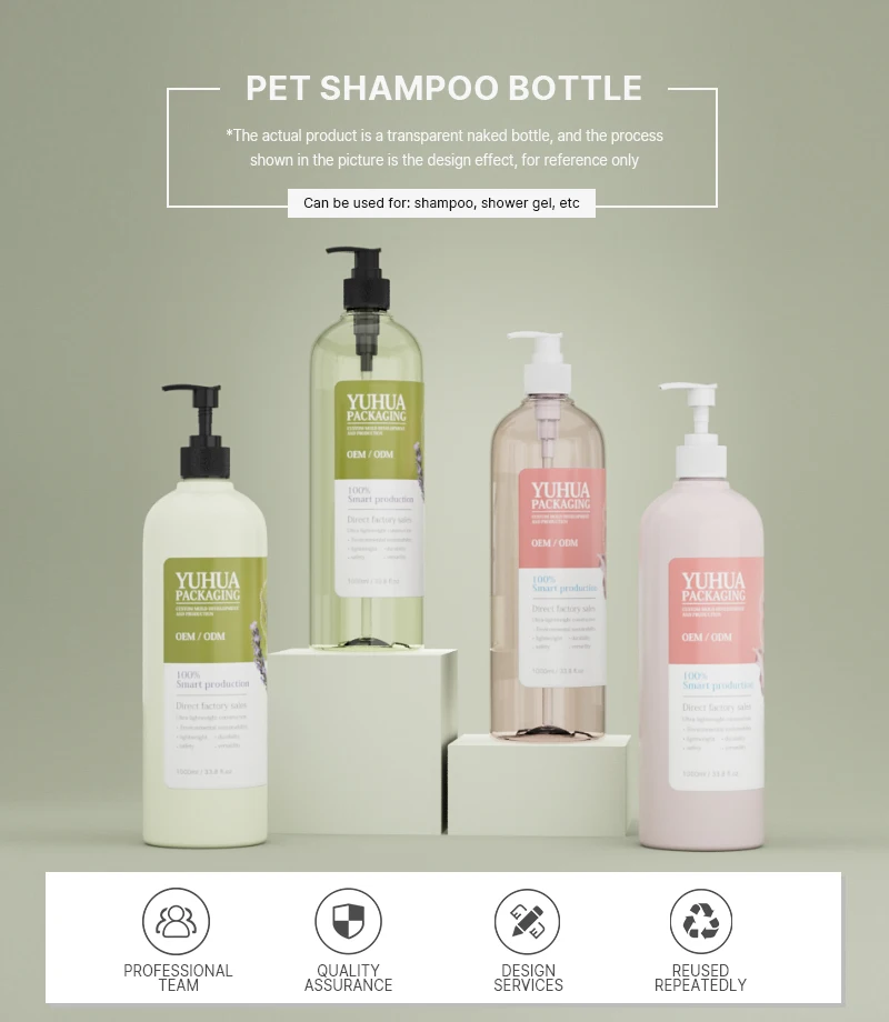 1000ML Luxury Eco-Friendly Plastic Pump Bottle for Shampoo Conditioner with Lotion Pump