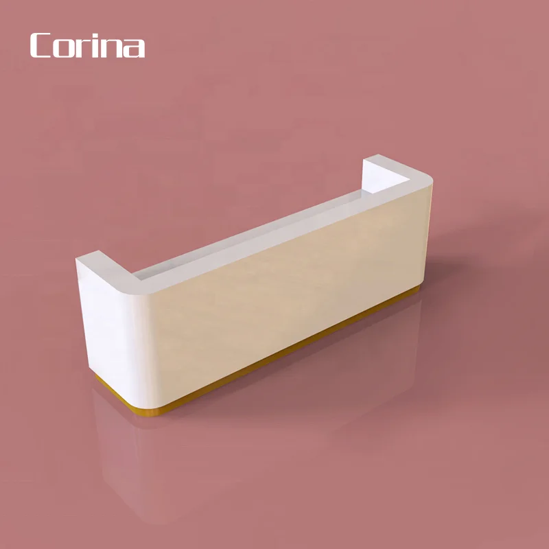 Corians Long Custom Made Office Front Reception Counter Acrylic Lighted Solid Surface Reception Desk Design