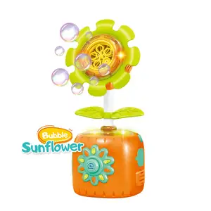 ITTL Sunflower Bubble Machine with Light-up Music Bubble Maker Auto Electric Bubble Blower Outdoor Summer Play Toys for Kids