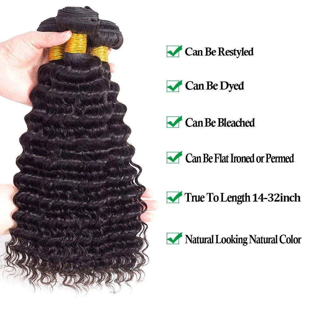Deep Wave Brazilian Virgin Human Hair Extensions Wet And Wavy Curly Bundles_voghion.com