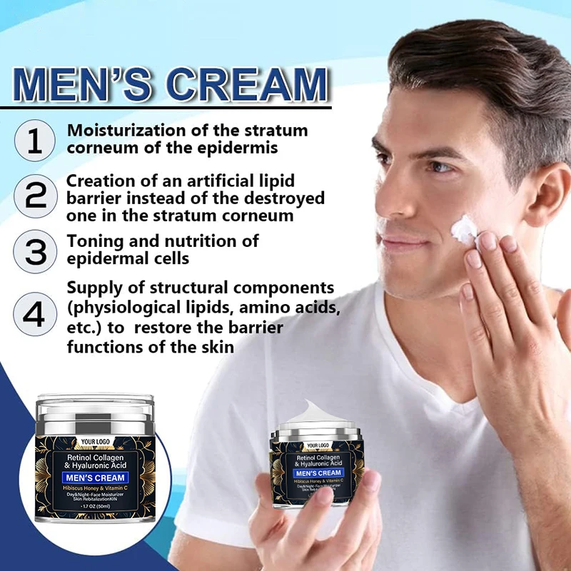 Natural & Organic Mens Face Cream Skin Moisturizer with Collagen, Retinol, Hyaluronic Acid, Vitamin C(pic2)