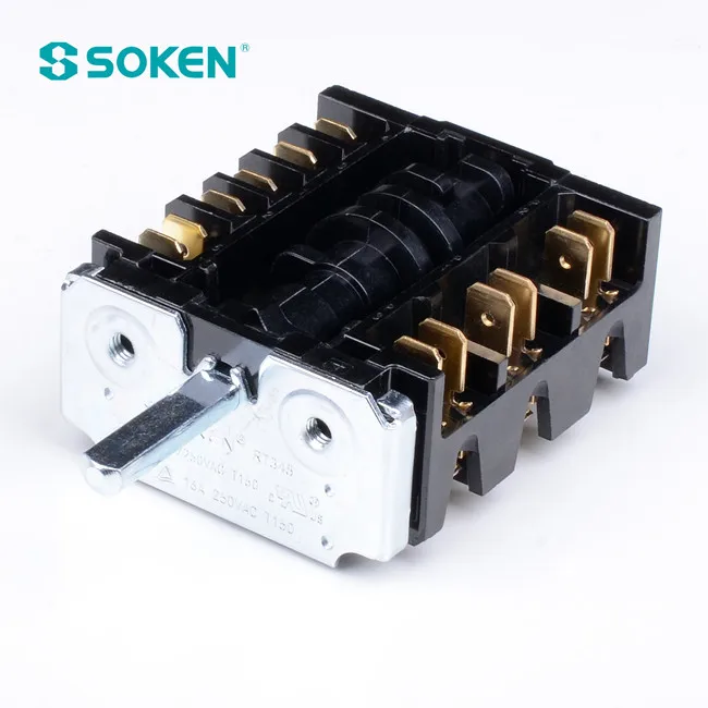 SOKEN  7 Step Rotary Selector Switch for Oven RT345-1A(51.43/18) Black for Built-in Oven