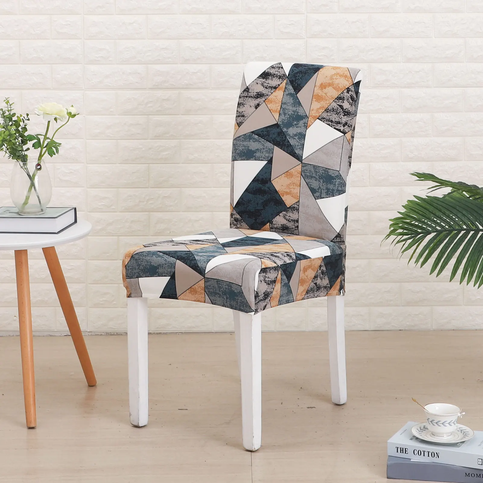 High Quality 160GSM Printed Pattern Chair Cover Stretch Dining Room Chair Covers Removable Washable Cover