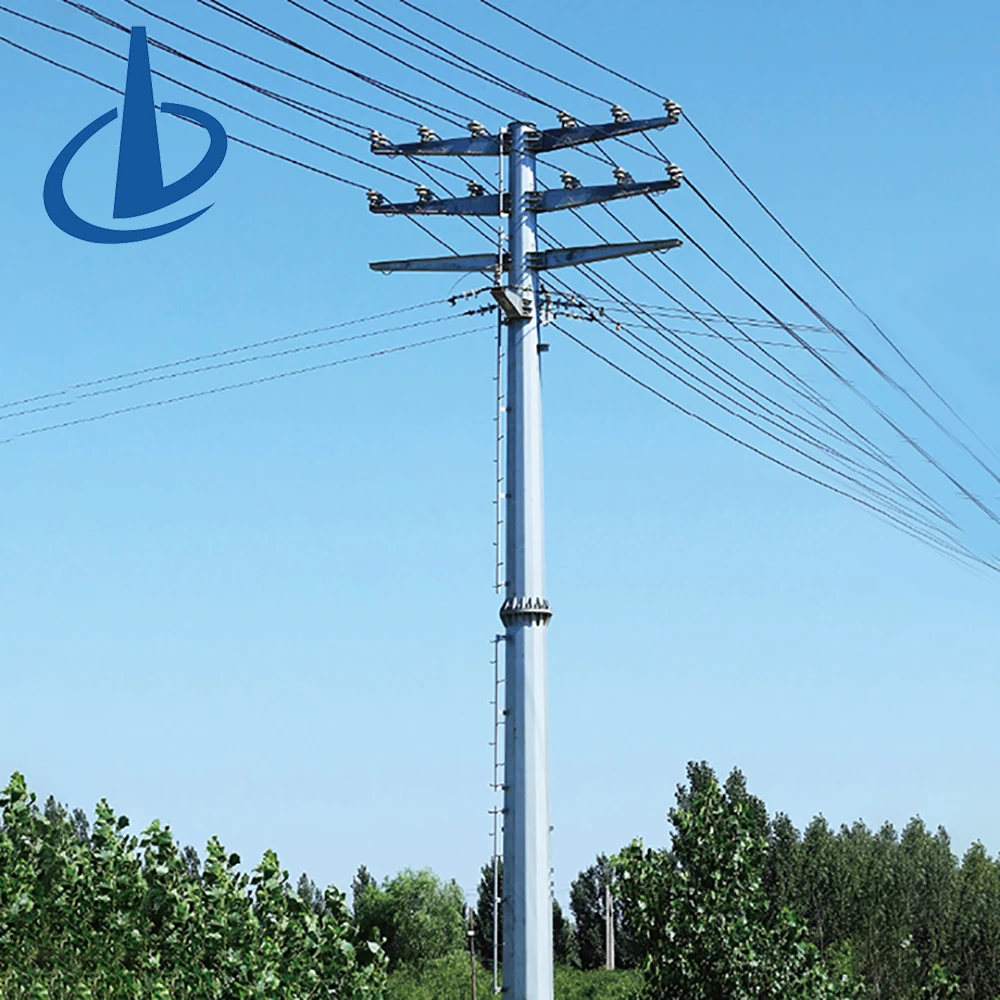 product 35 132 220 kv galvanized double circuit self supporting monopole transmission tower tubular transmission line tower-0