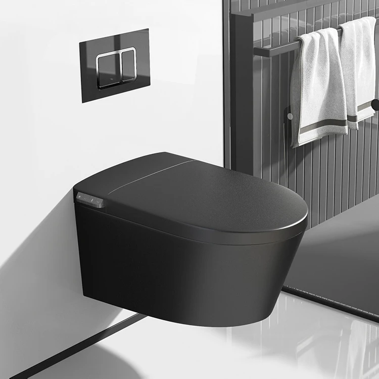 2024 luxury wall mounted electronic bidet toilet bowl matt black wall hung automatic smart toilet intelligent