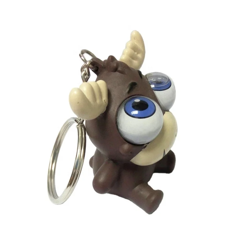 3d Liquids Eyes Moose Plastic Keychains Custom Rolling Eyes Elk Rubber Keychains