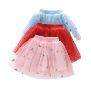 Customizable Children Comfortable Soft Tulle Skirt With Pattern Printed Polyester Tulle Girls Skirt