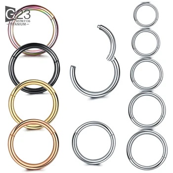 1Pc G23 Titanium Hinged Segment Nose Ring 16g&14g Nipple Clicker Ear Cartilage Tragus Helix Lip Piercing Unisex Fashion Jewelry