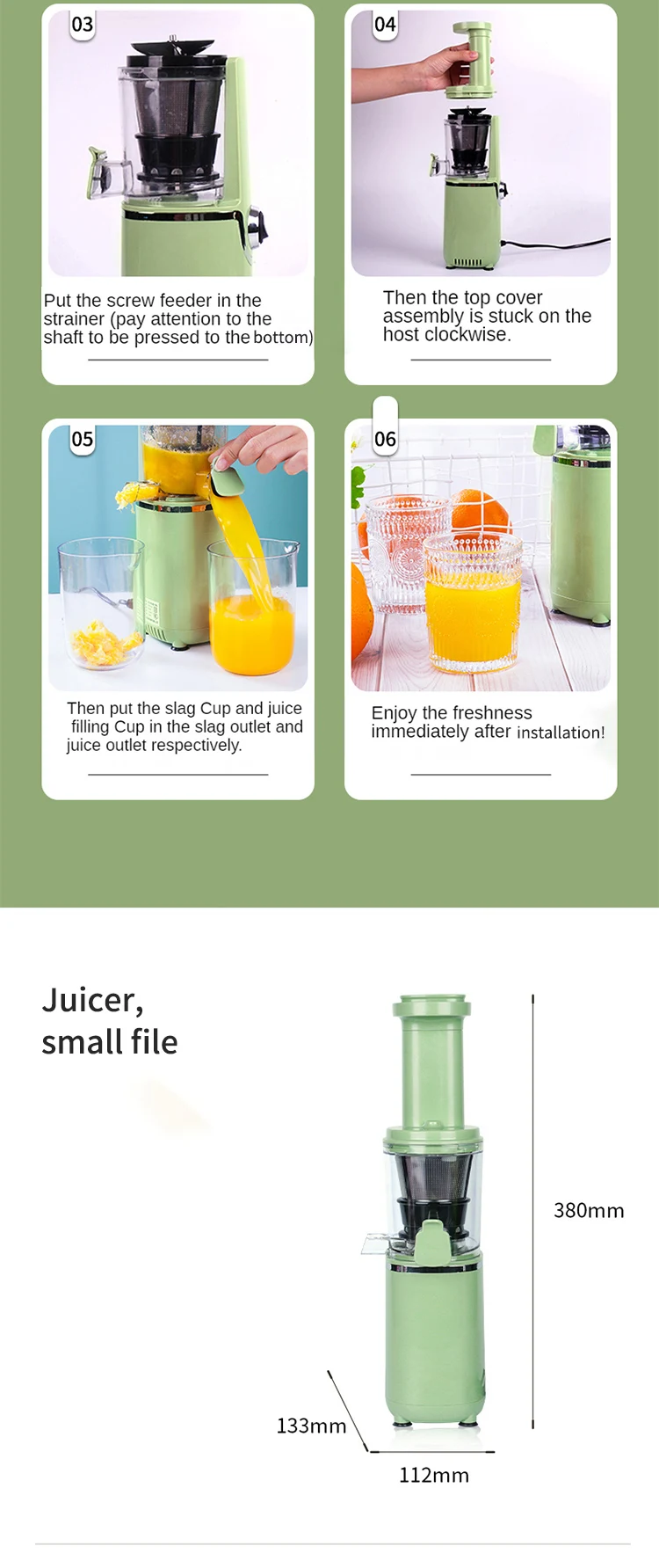 Korea Slow Juicer Cheap Portable Multi Function Automatic Twin Gear